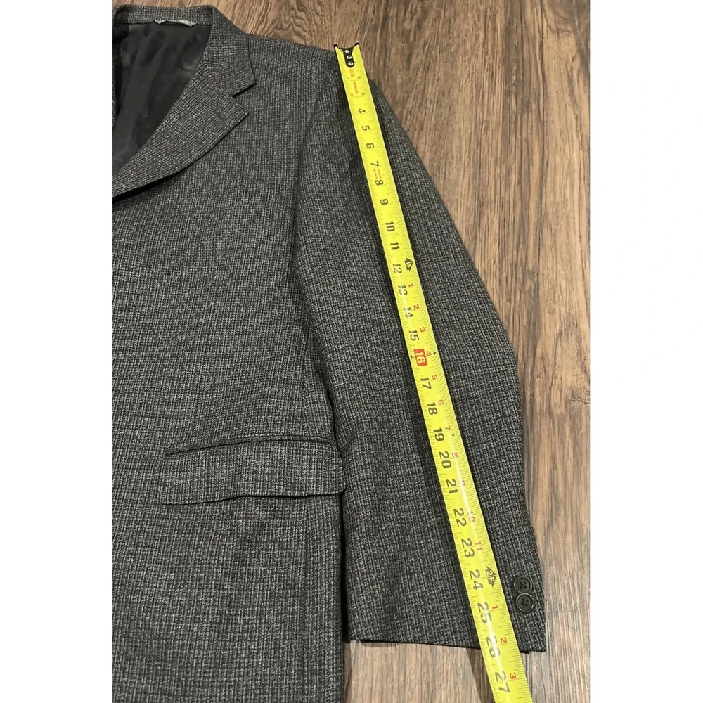 Canali Mens Wool Blazer Size 56LEU Gray Plaid Check Career Made In Italy READ